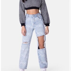 ADIKA LINK PRINT DISTRESSED JEANS